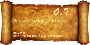 Orszáczky Tilla névjegykártya